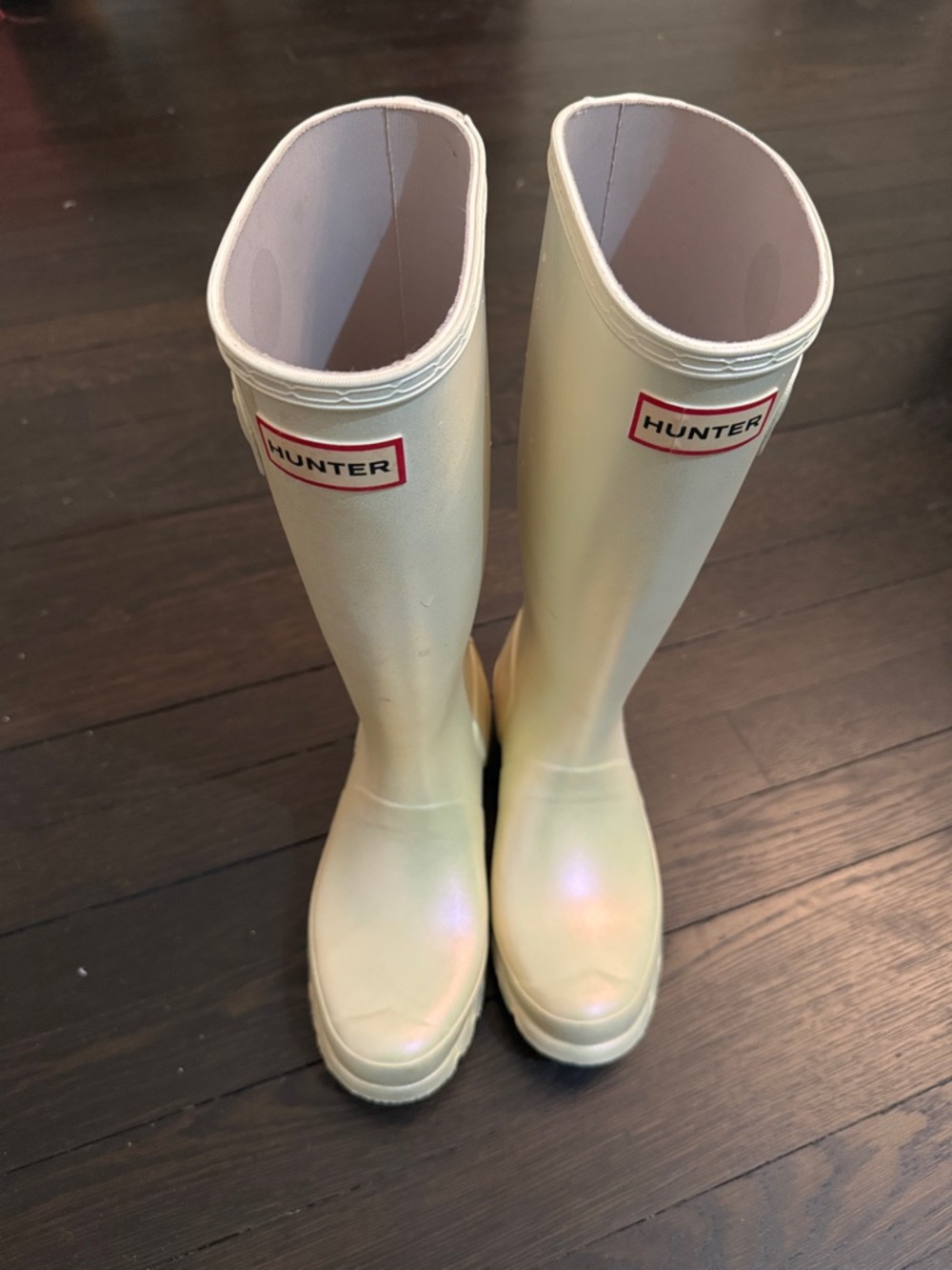 Hunter Rain Boots White Pearlescent Size 4B/5G UK3 EU36
